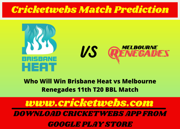 Who Will Win Brisbane Heat vs Melbourne Renegades 11th T20 BBL 2021 Match Prediction