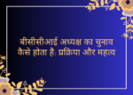 बीसीसीआई अध्यक्ष का चुनाव कैसे होता है प्रक्रिया और महत्व